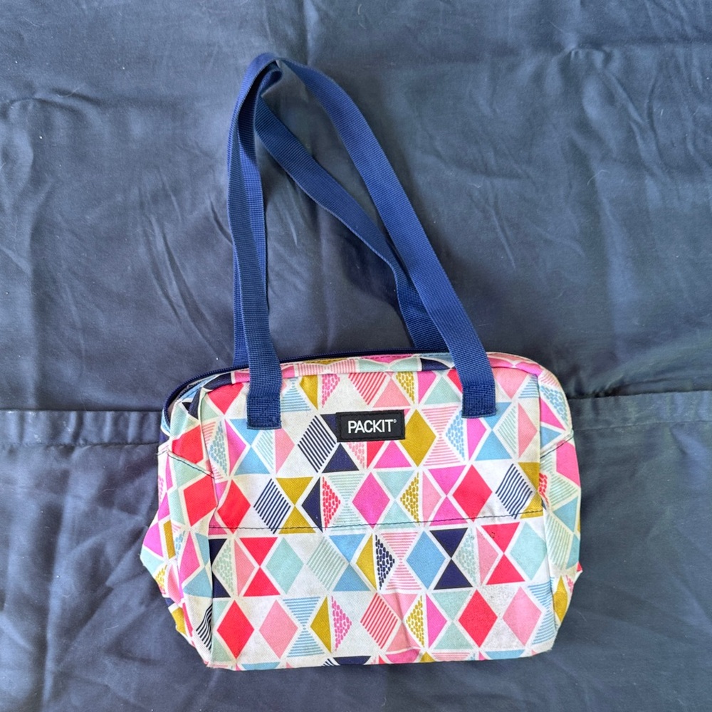 PACKIT Multicolor Geometric Freezeable Lunch Carrier Tote